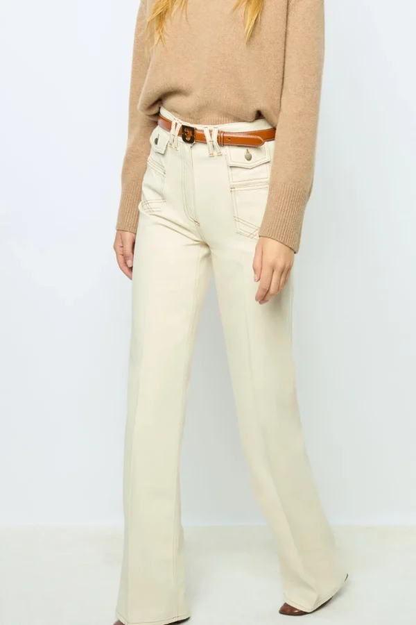 Cheap ANNA - High-waisted wide-leg pants in jean Trousers