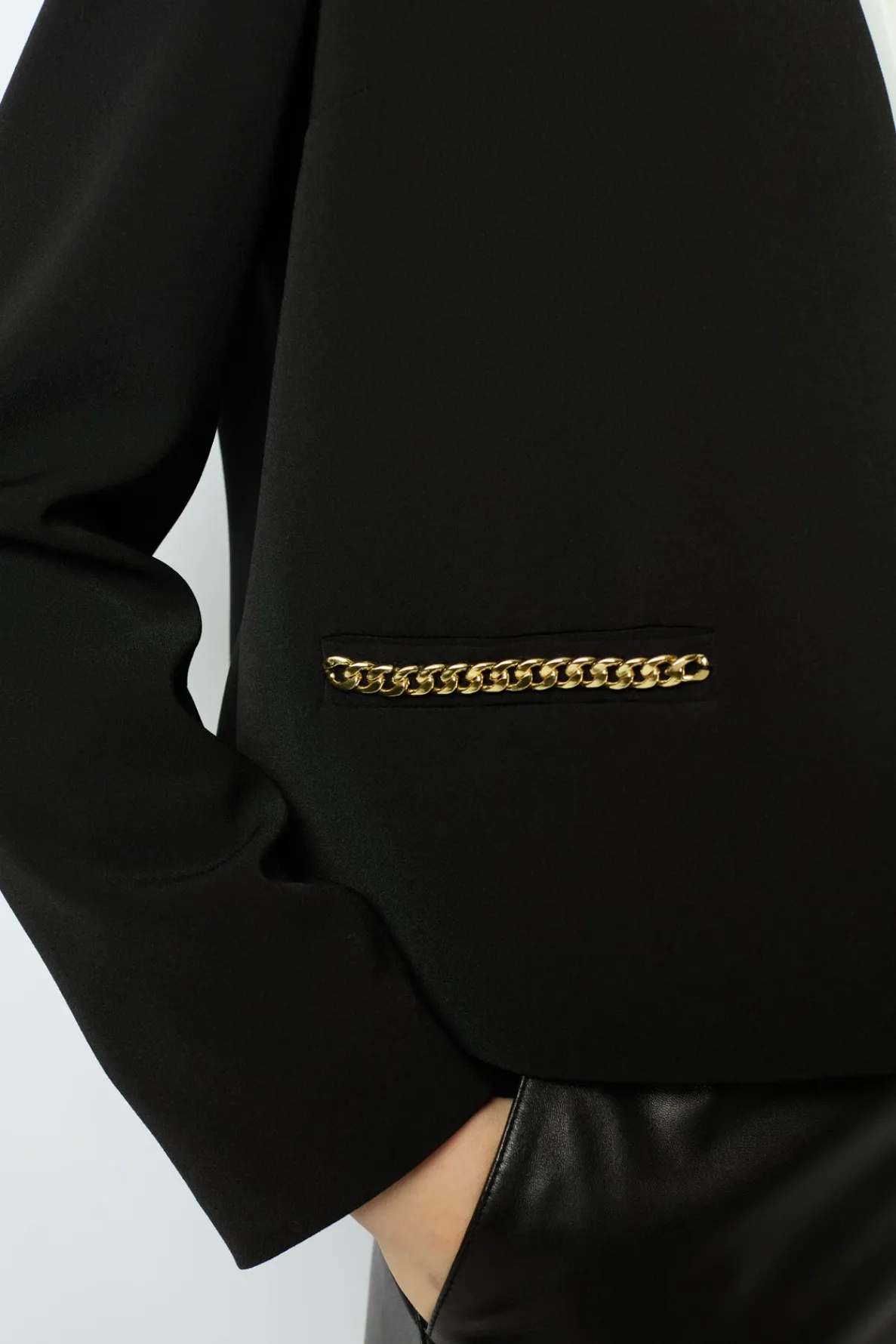black_jacket_with_gold_ch_2.webp Best Sale Black jacket with gold chains - MIRIELLE Jackets