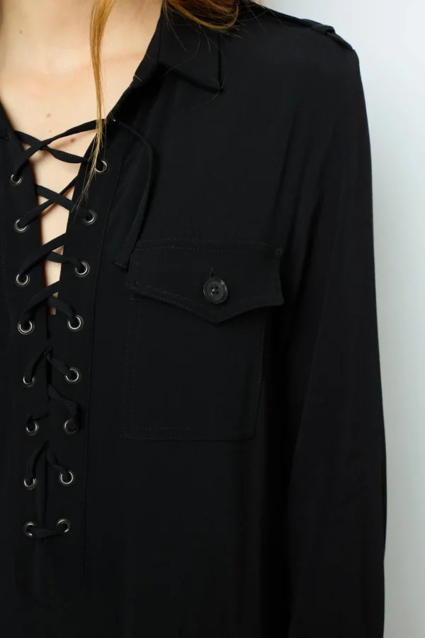Shop Black maxi dress with lace - SIRENA Dresses