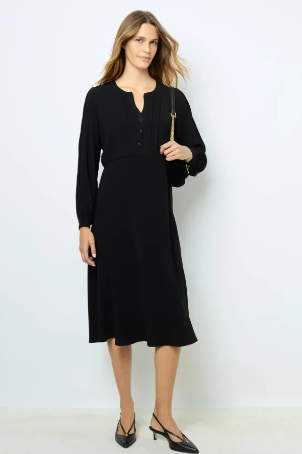 Cheap Black waisted midi dress - SOLANGE Dresses
