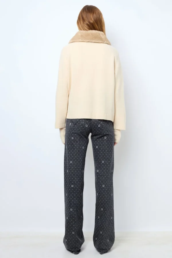 New Cashmere cardigan with collar and fingerless gloves - JADWIGE Knitwear