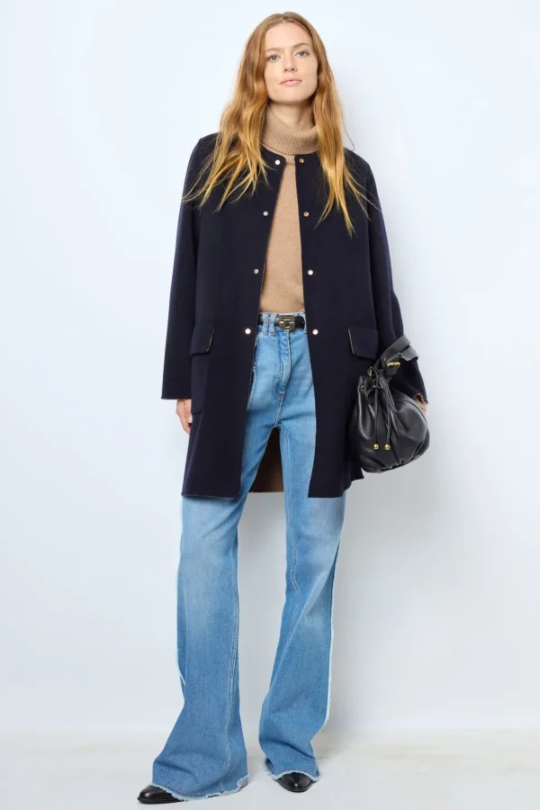 Cheap Coat in reversible fine wool fabric - LAREEN Coats