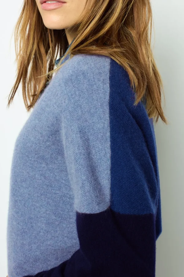 New Color block cashmere V-neck sweater - JALYA Knitwear