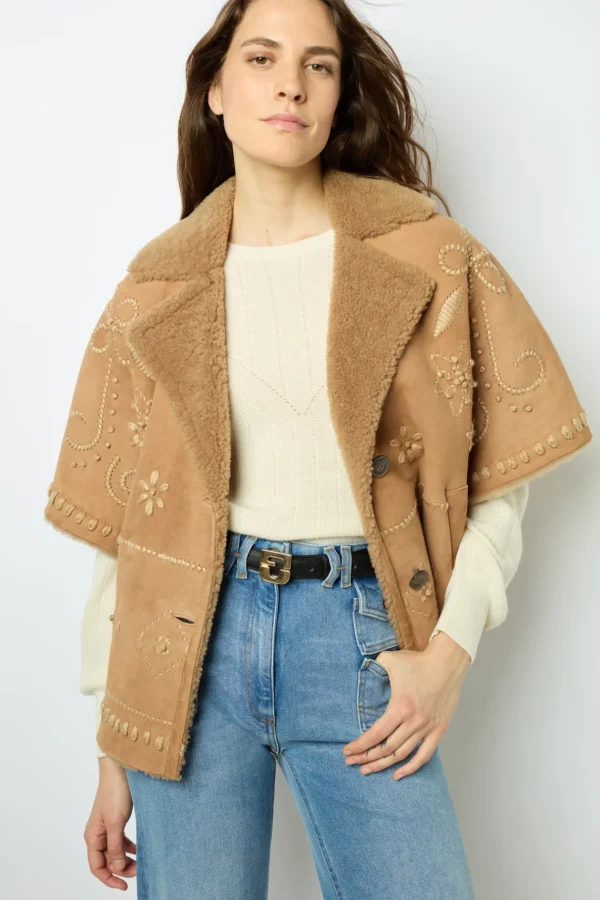 Fashion Embroidered shearling short jacket - LYSIANNA Leather & Pelts