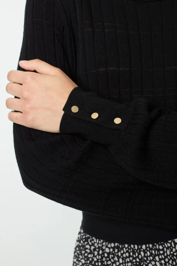 Best Fine-ribbed black sweater - JEANNE Knitwear