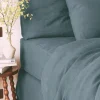 Hot Fitted washed linen sheet - midnight blue Fitted Sheets