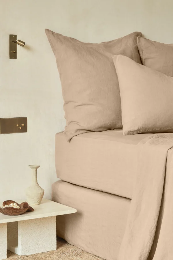 Flash Sale Fitted washed linen sheet - light brown Fitted Sheets