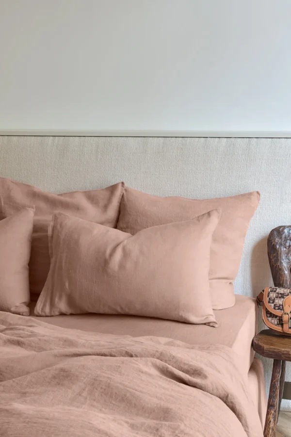 Clearance Fitted washed linen sheet - antique rose Fitted Sheets