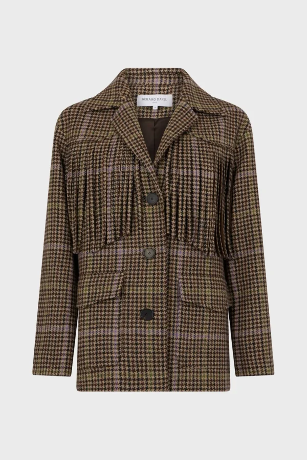 Clearance Fringed houndstooth jacket - MURIELLE Jackets