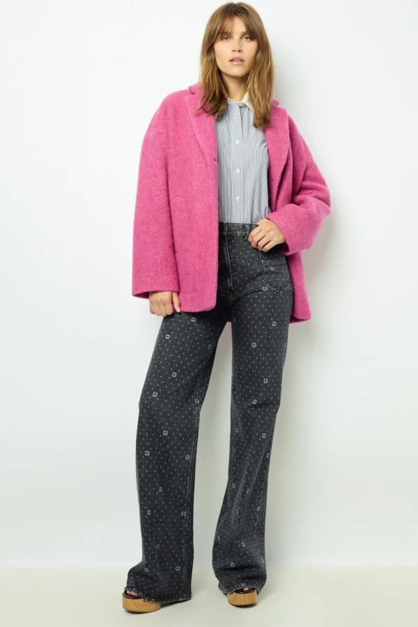 Cheap Fuchsia pink short coat - LINETTE Coats