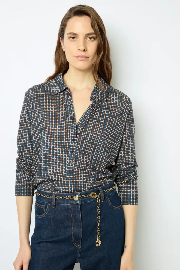 New Geometric print polo shirt - AUDE Tops & T-Shirts