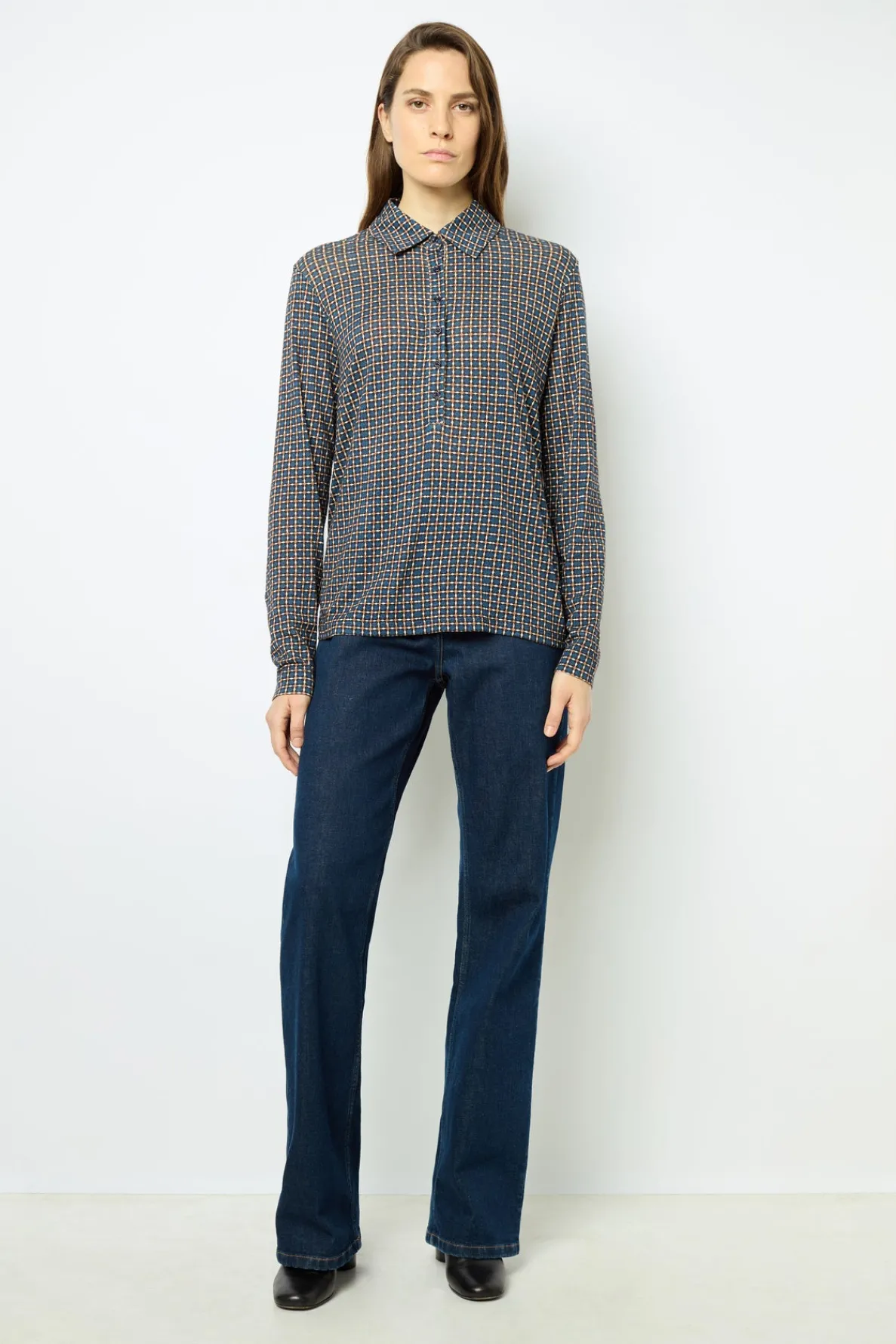 geometric_print_polo_shir_1.webp New Geometric print polo shirt - AUDE Tops & T-Shirts
