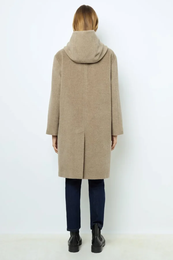 Online Hooded, straight cut wool and angora coat - LANELLE Coats