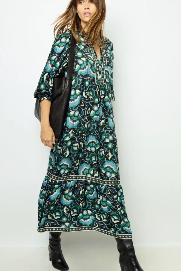 Shop Jacquard print midi dress - SANDA Dresses