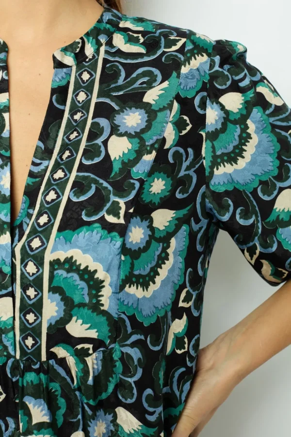 Shop Jacquard print midi dress - SANDA Dresses