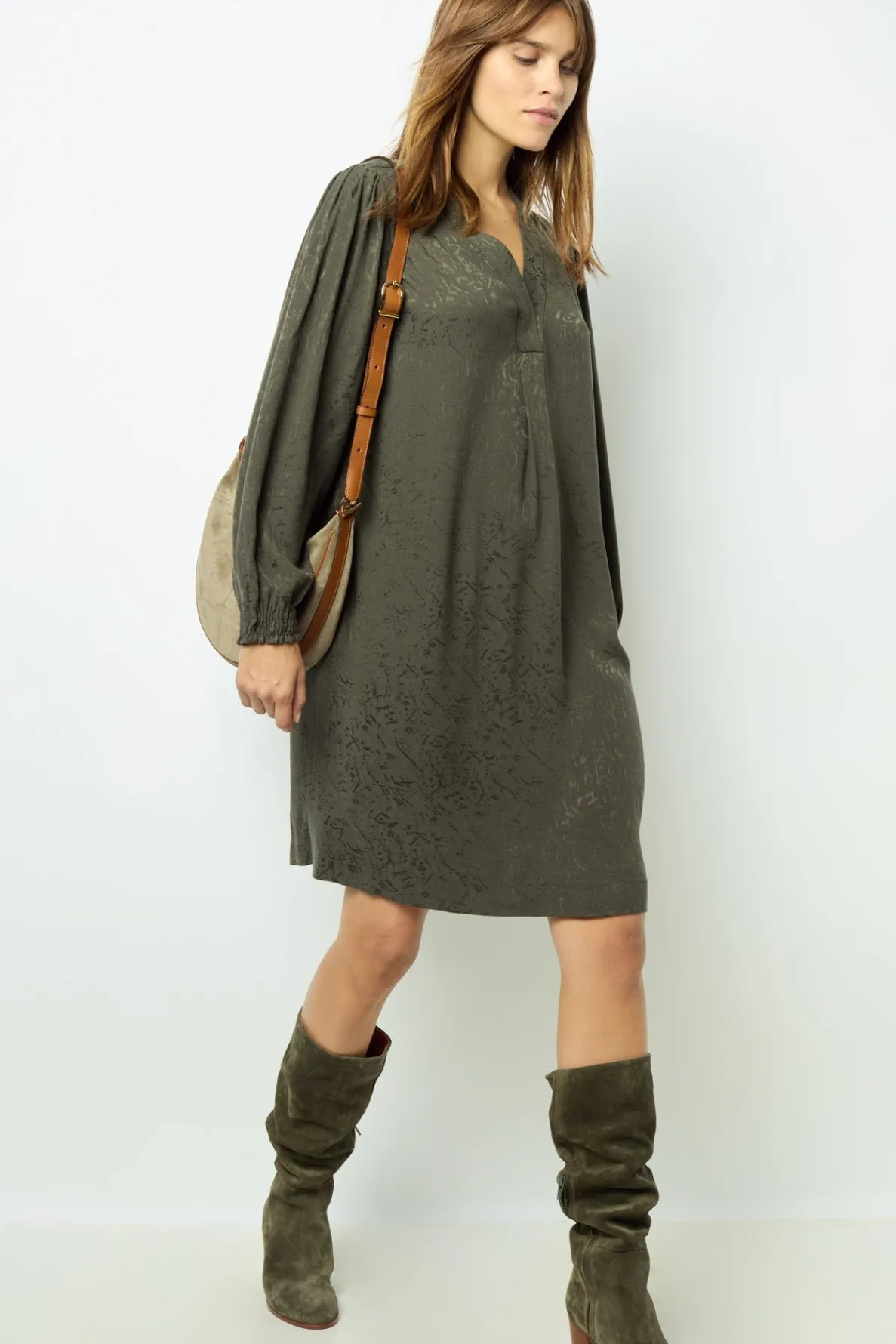jacquard_straightcut_mini_1-1.webp Outlet Jacquard straight-cut mini dress - SOLENE Dresses
