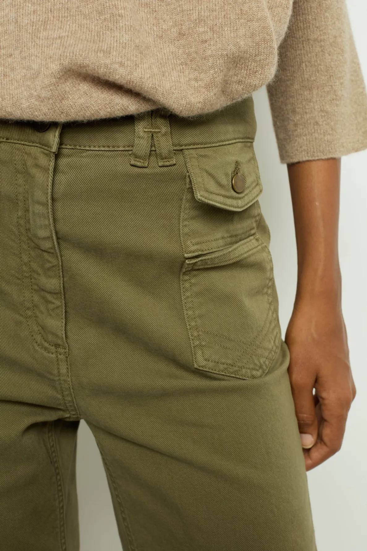 khaki_flared_jeans__anna_2.webp Best Khaki flared jeans - ANNA Trousers