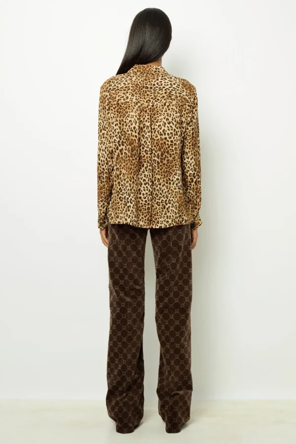 Outlet Leopard print blouse with lacing - BRISIA Shirts & Blouses