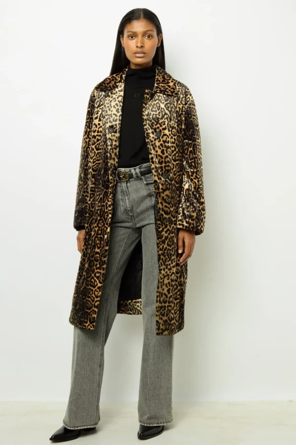 Best Sale Leopard velvet straight coat - LEUNDA Coats