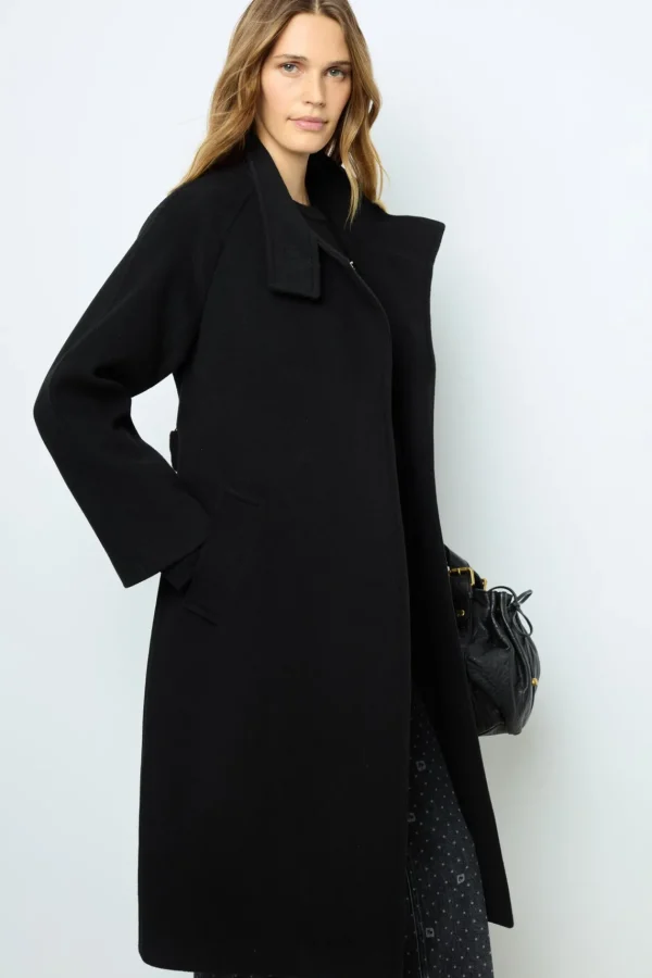 Clearance Long coat with belt and stand up collar - LOU Coats