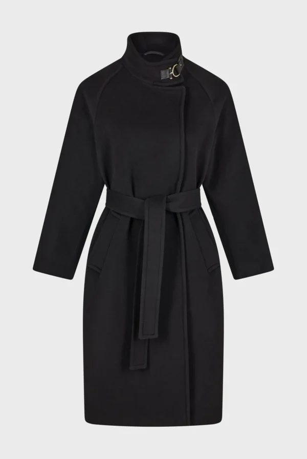 Clearance Long coat with belt and stand up collar - LOU Coats