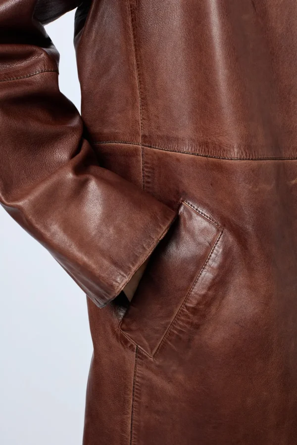 Flash Sale Long jacket in distressed leather - NALINHA Leather & Pelts