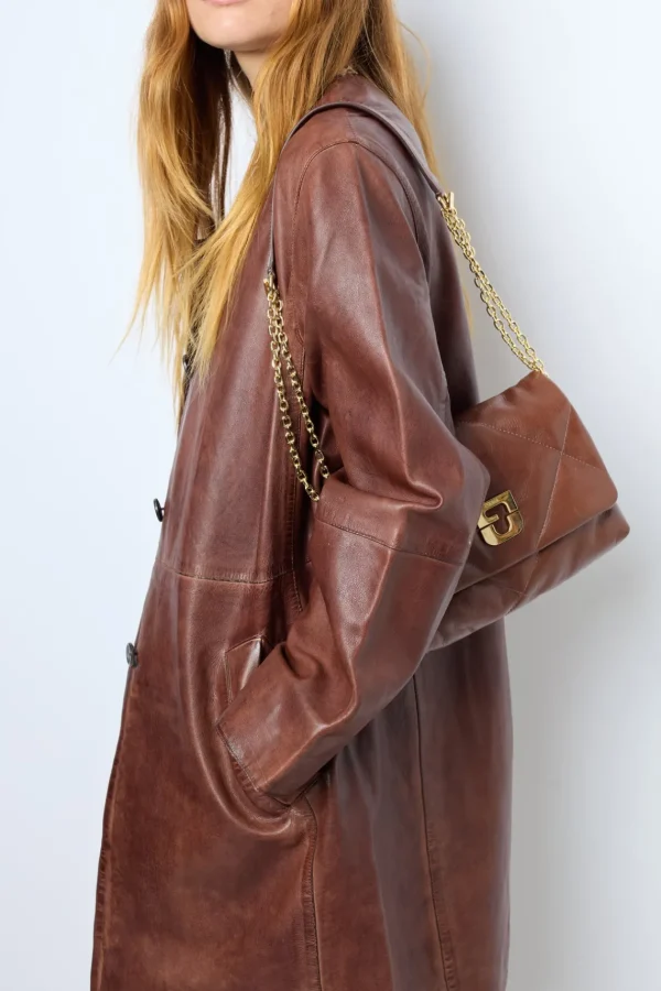 Flash Sale Long jacket in distressed leather - NALINHA Leather & Pelts