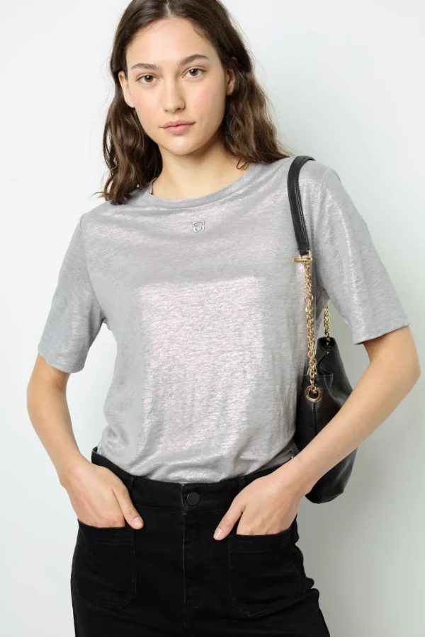 Sale Metallic-finish short sleeves T-shirt - AIDA Tops & T-Shirts