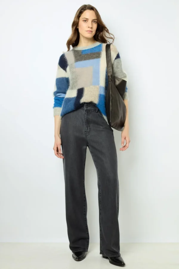 Fashion Mohair color block sweater - JANYCE Knitwear