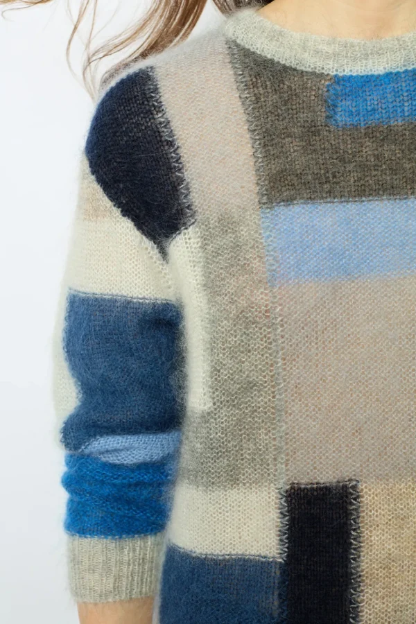 Fashion Mohair color block sweater - JANYCE Knitwear