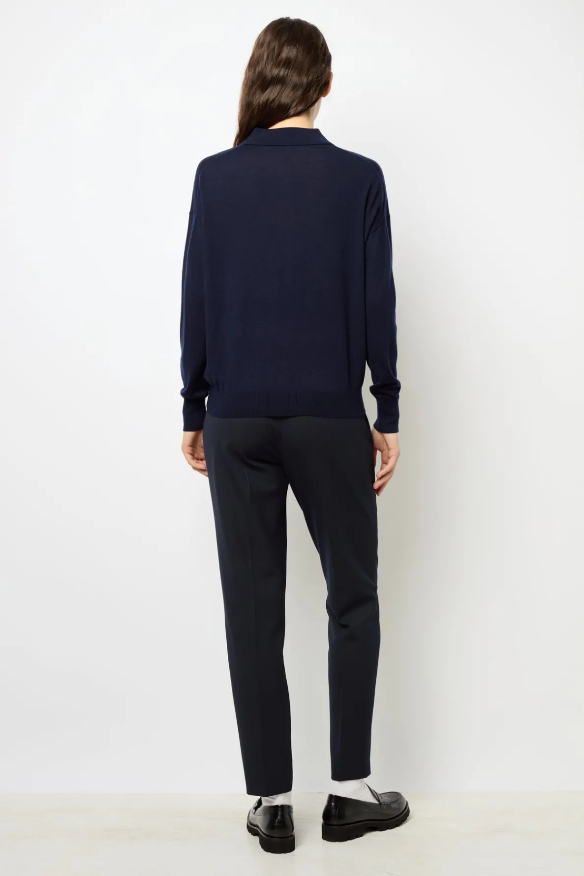 navy_blue_fine_wool_polo__3.webp Hot Navy blue fine wool polo shirt - JENNY Knitwear