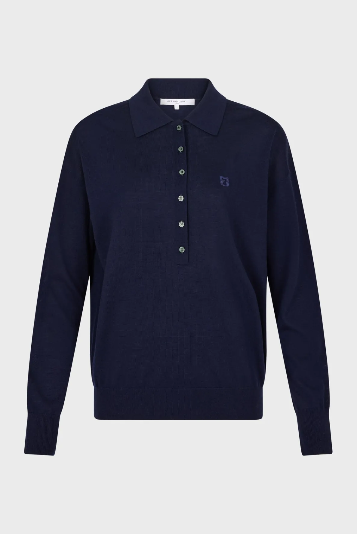 navy_blue_fine_wool_polo__4.webp Hot Navy blue fine wool polo shirt - JENNY Knitwear