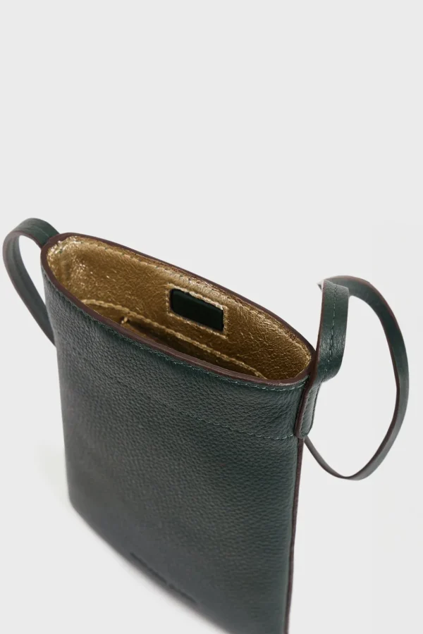 Shop Phoneholder in leather metallic inside - LADYPHONE Leather Goods
