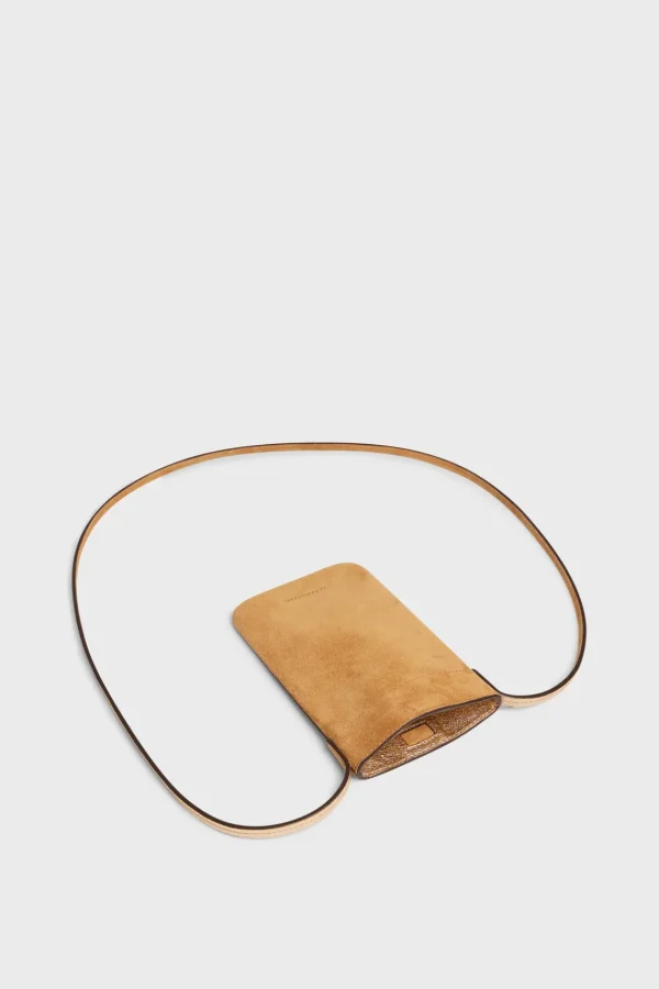 Sale Phoneholder in suede leather metallic inside -LADYPHONE Shoulder Bags | Leather Goods