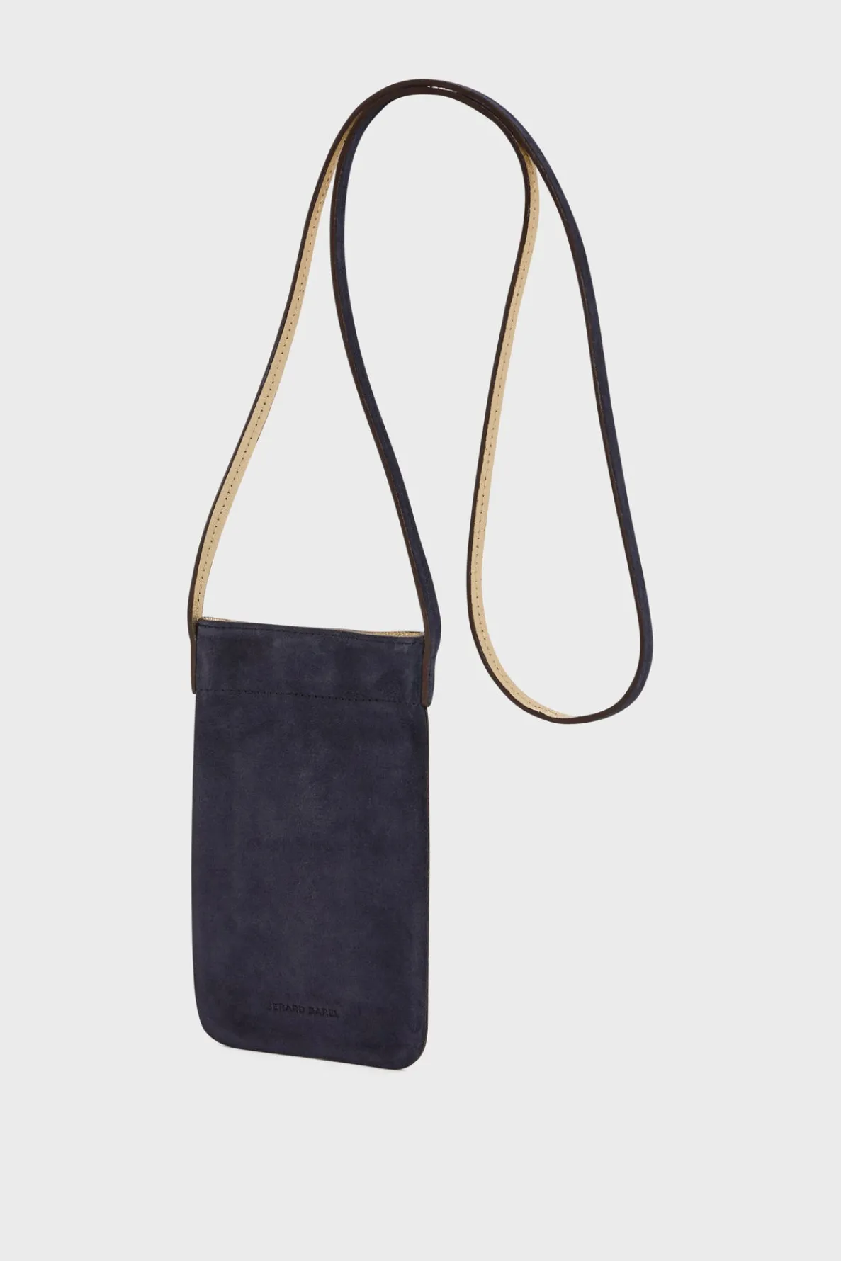 phoneholder_in_suede_leat_2-1.webp Outlet Phoneholder in suede leather metallic inside - LADYPHONE Shoulder Bags | Leather Goods
