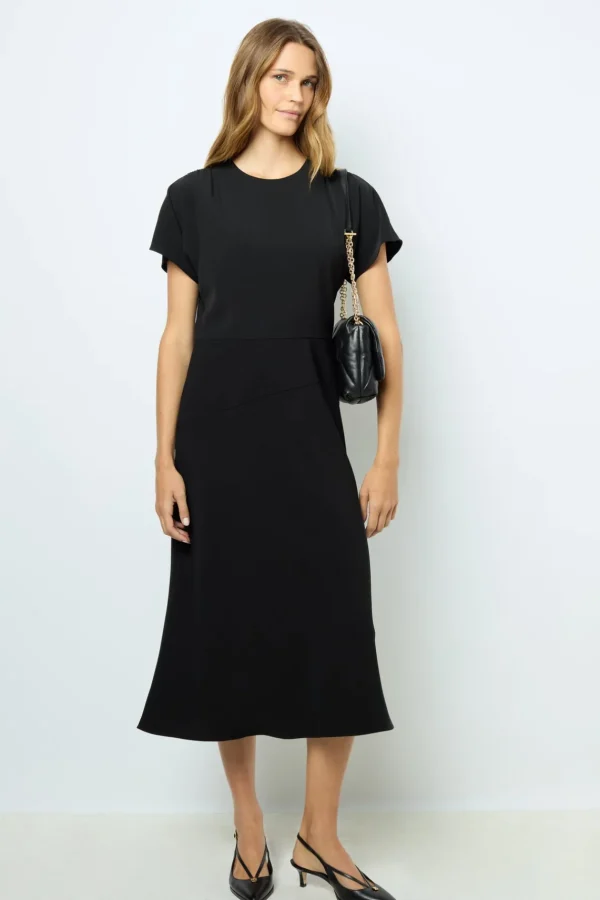 Clearance Plain waisted midi dress - SERGINA Dresses