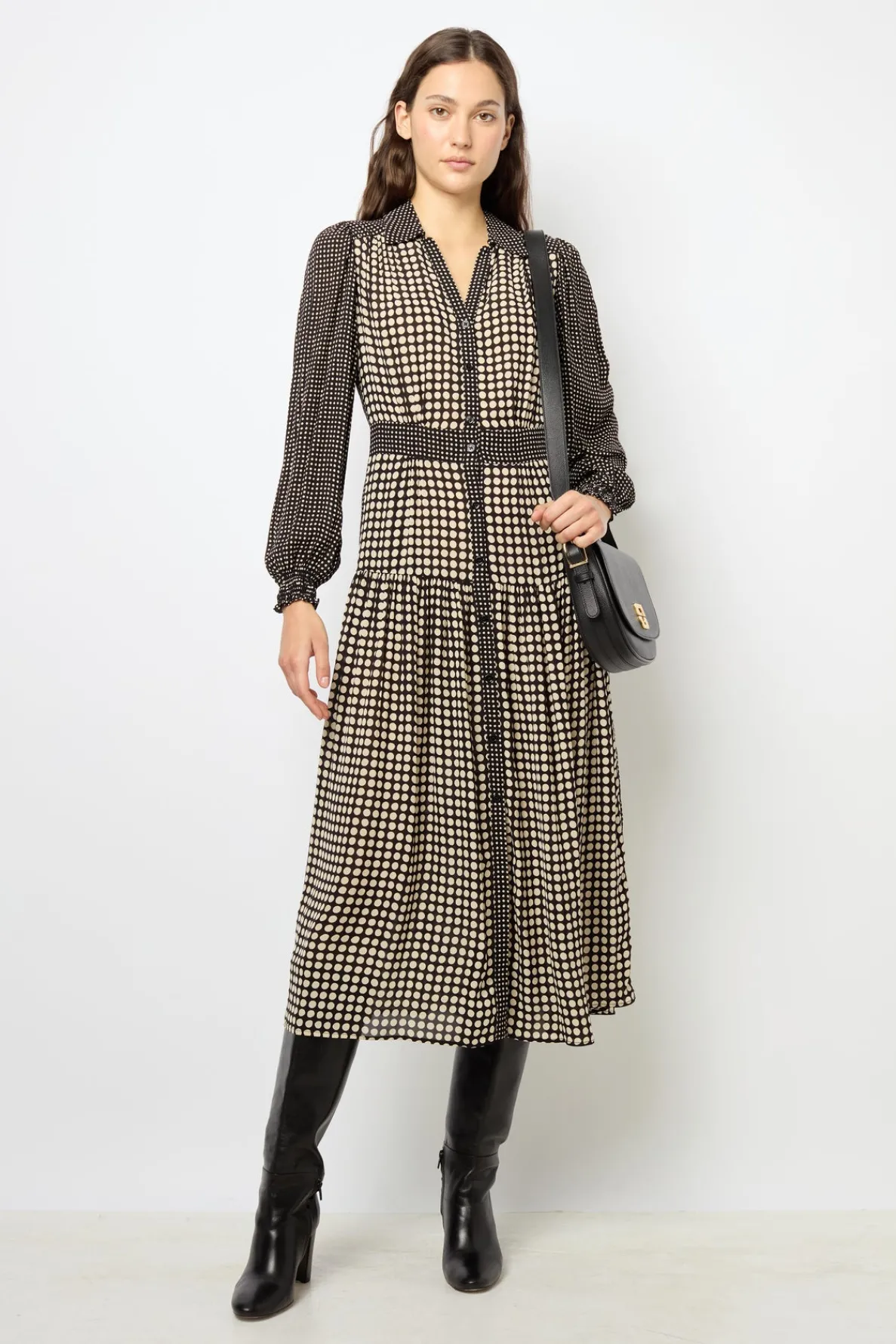 polka_dot_long_shirt_dres_0.webp Clearance Polka Dot Long Shirt Dress - SUNITA Dresses