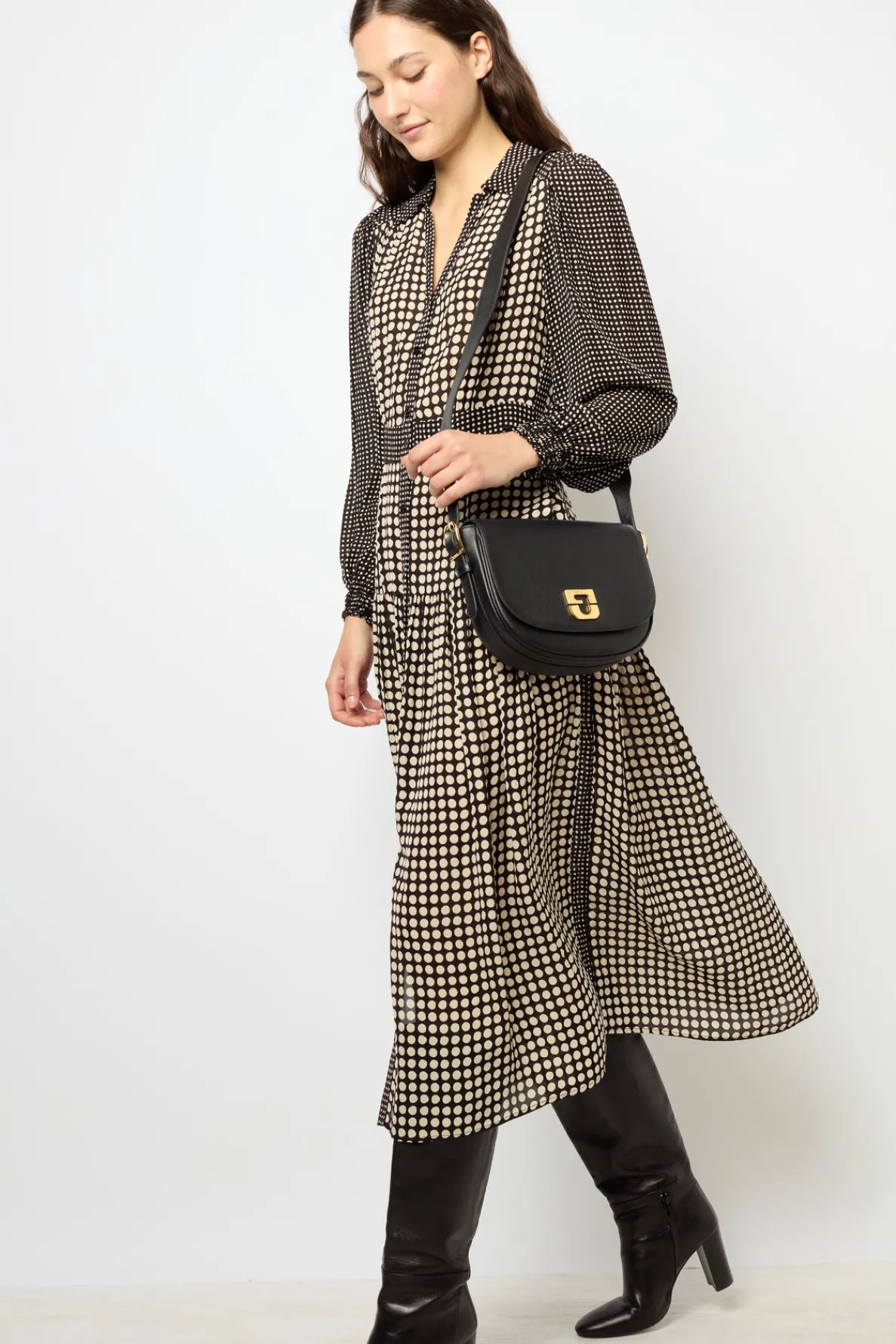 polka_dot_long_shirt_dres_1.webp Clearance Polka Dot Long Shirt Dress - SUNITA Dresses