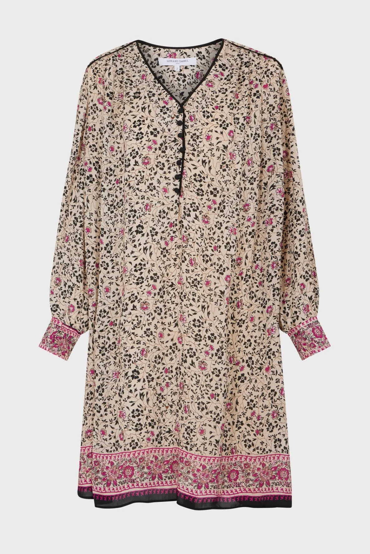printed_vneck_straight_dr_5.webp Outlet Printed V-neck straight dress - SALINE Dresses