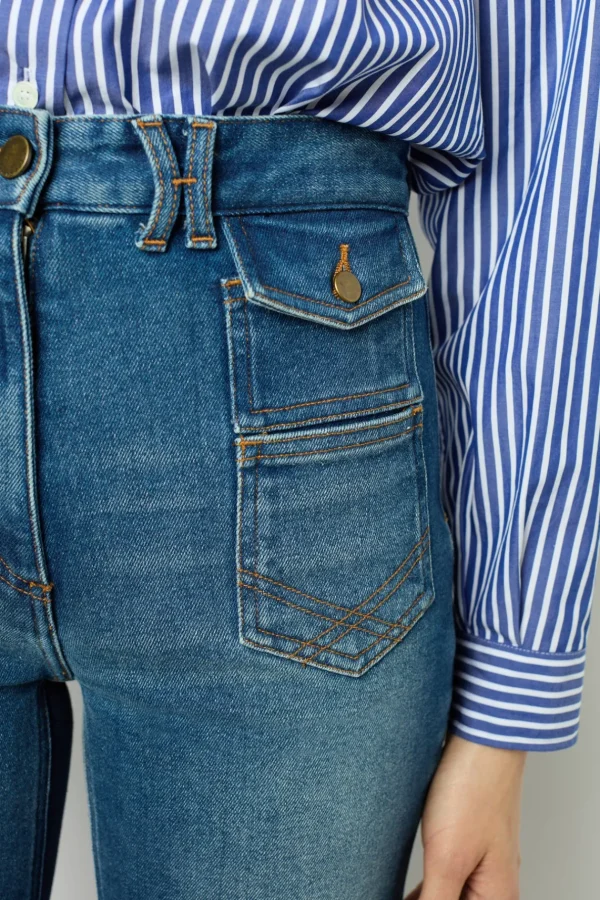 Outlet Raw denim flared jeans - ANNA Trousers | Suits & Outfits