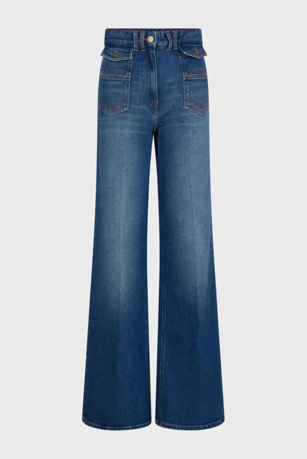 Outlet Raw denim flared jeans - ANNA Trousers | Suits & Outfits