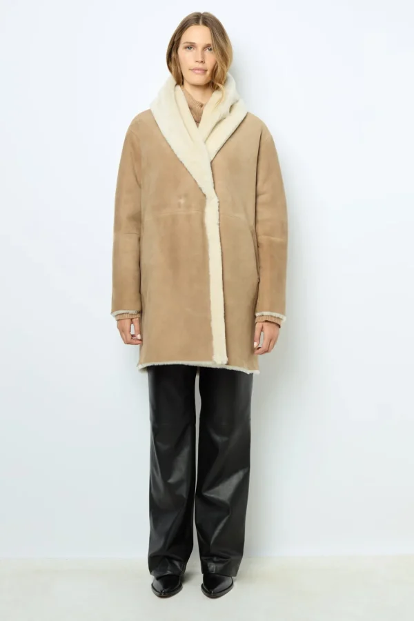 Discount Reversible shearling coat with shawl collar - LEOCADIE Leather & Pelts