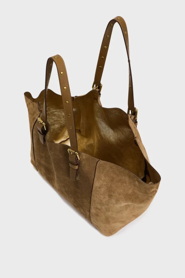 Sale Shopping bag in suede leather metallic inside - SIMPLE BAG Handbag
