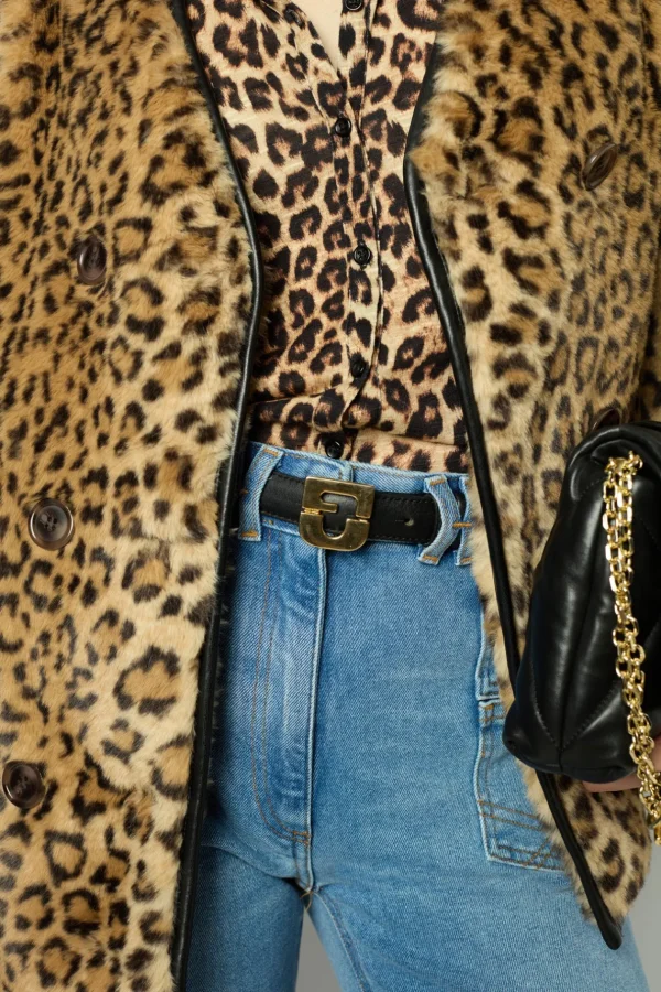 Sale Short coat with leopard print - LAISSA Coats
