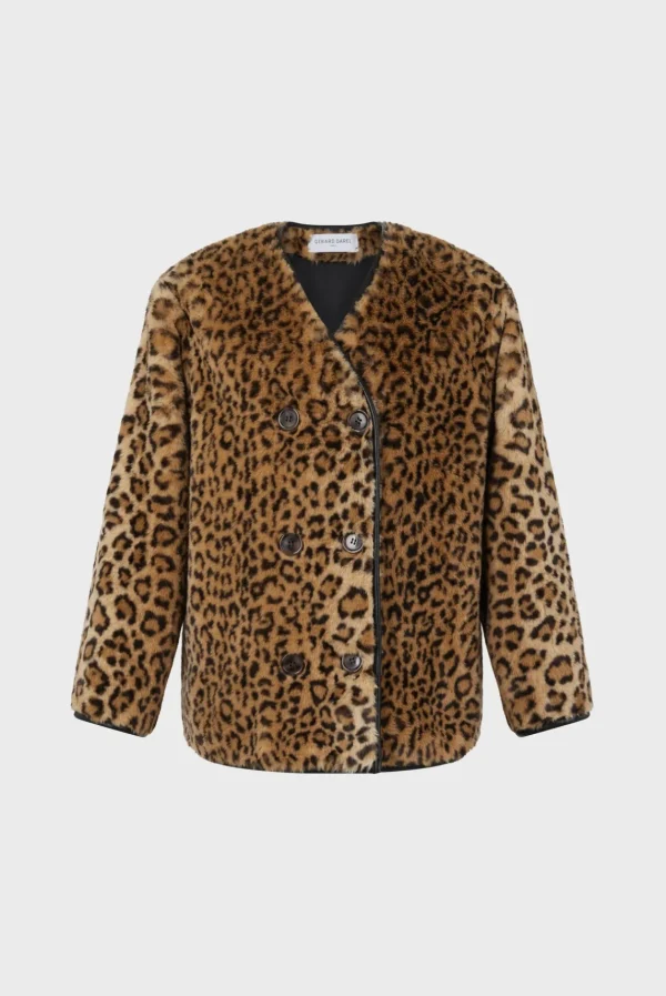 Sale Short coat with leopard print - LAISSA Coats