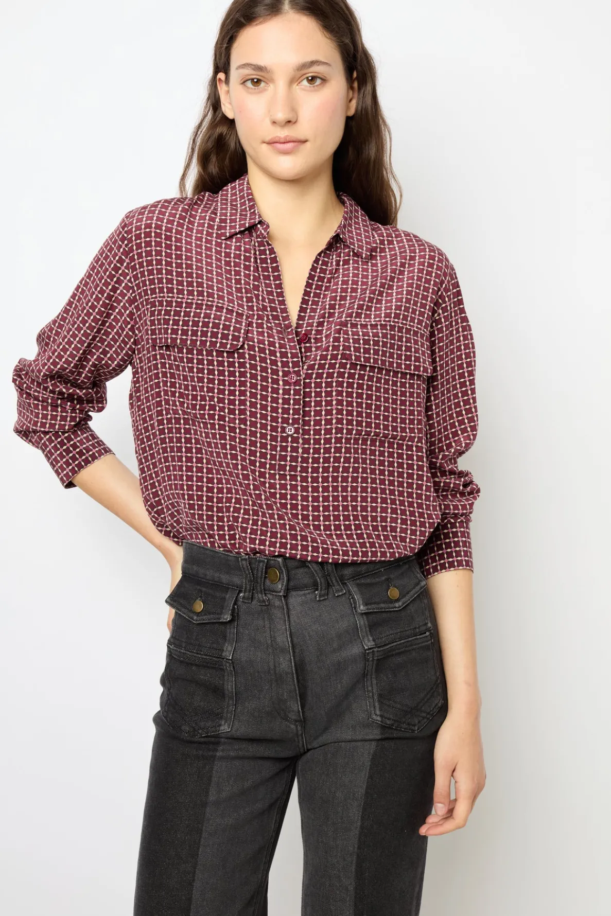 silk_printed_blouse__bern_0.webp Discount Silk printed blouse - BERNADETTE Shirts & Blouses