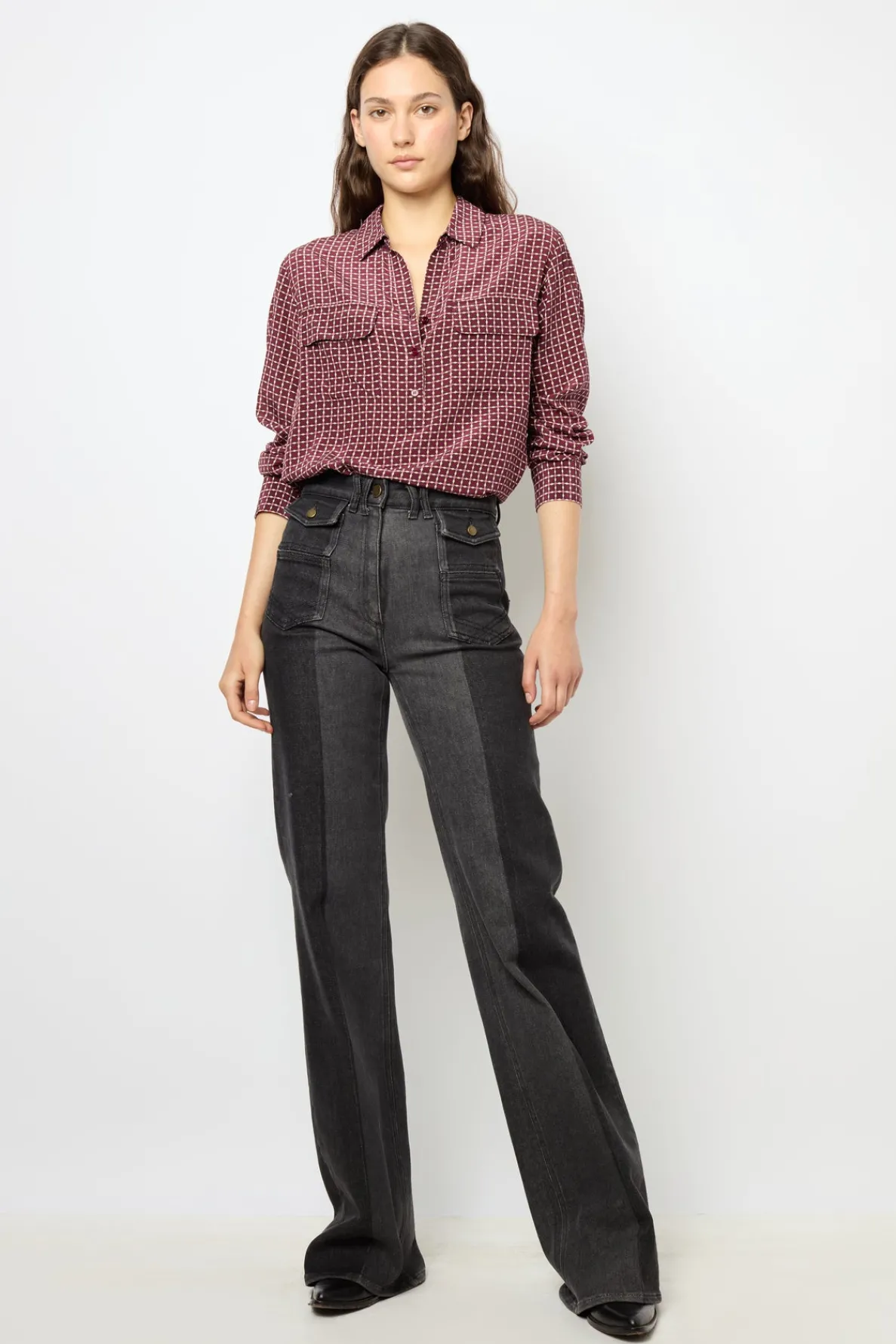 silk_printed_blouse__bern_1.webp Discount Silk printed blouse - BERNADETTE Shirts & Blouses
