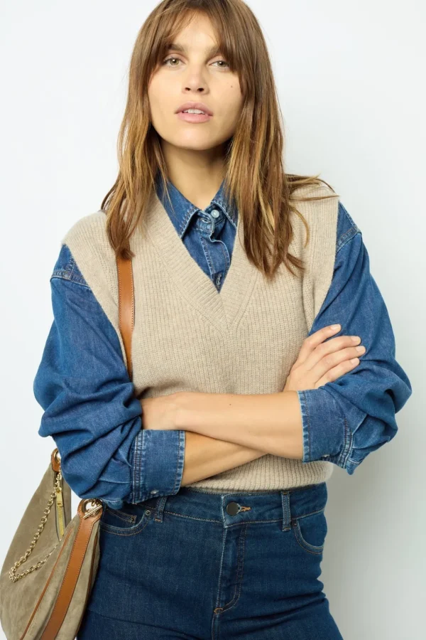 Hot Sleeveless ribbed sweater - JULIETTA Knitwear