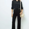 Cheap Soft wide-leg pants with rhinestone - NUALA Trousers