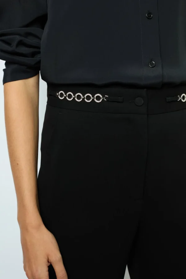 Cheap Soft wide-leg pants with rhinestone - NUALA Trousers